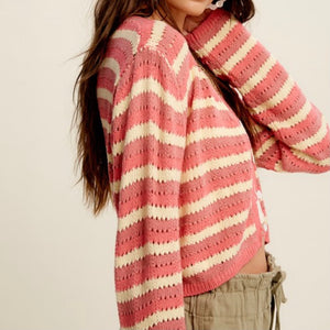 Listicle Striped Cardigan Top